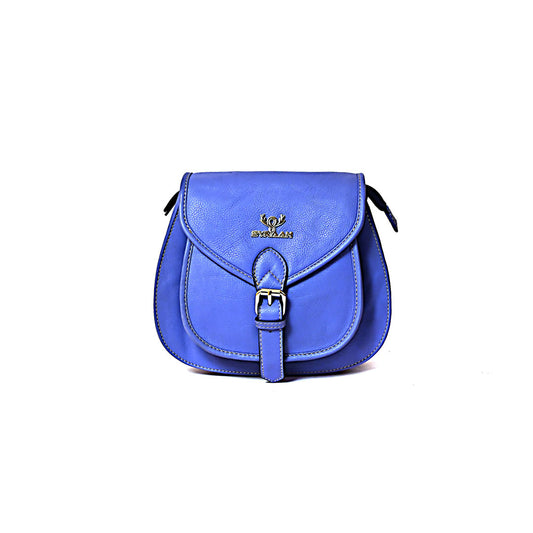 Syraah Sleek Compact Crossbody Bag - Premium Leather in Vibrant Blue