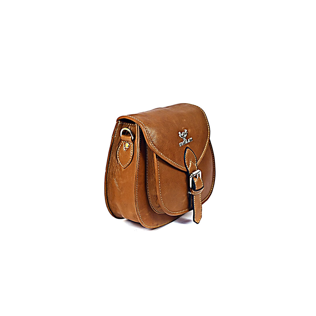 Syraah Sleek Compact Crossbody Bag - Premium Leather in Vibrant Brown