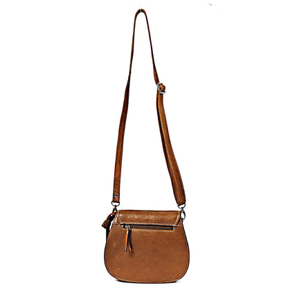 Syraah Sleek Compact Crossbody Bag - Premium Leather in Vibrant Brown