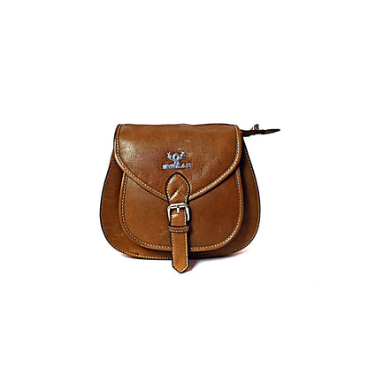 Syraah Sleek Compact Crossbody Bag - Premium Leather in Vibrant Brown