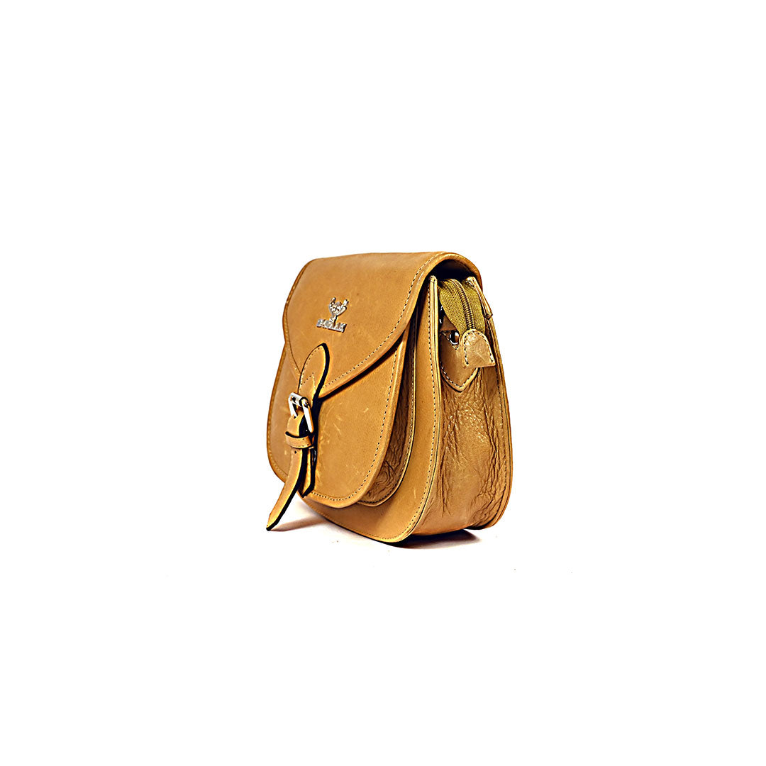 Syraah Sleek Compact Crossbody Bag - Premium Leather in Vibrant Yellow