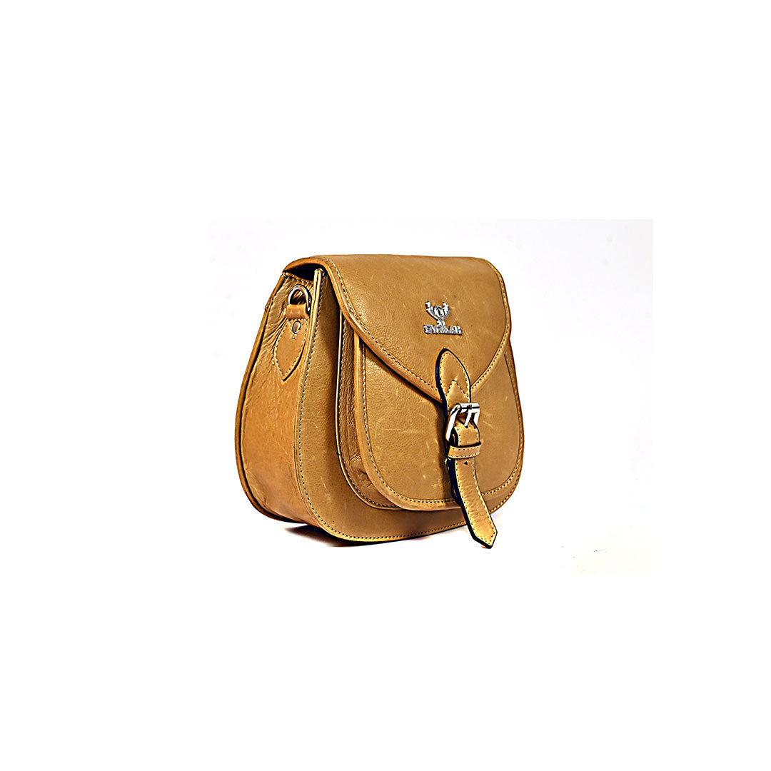 Syraah Sleek Compact Crossbody Bag - Premium Leather in Vibrant Yellow