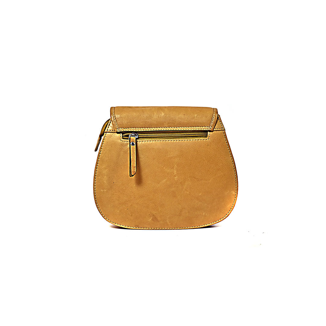 Syraah Sleek Compact Crossbody Bag - Premium Leather in Vibrant Yellow