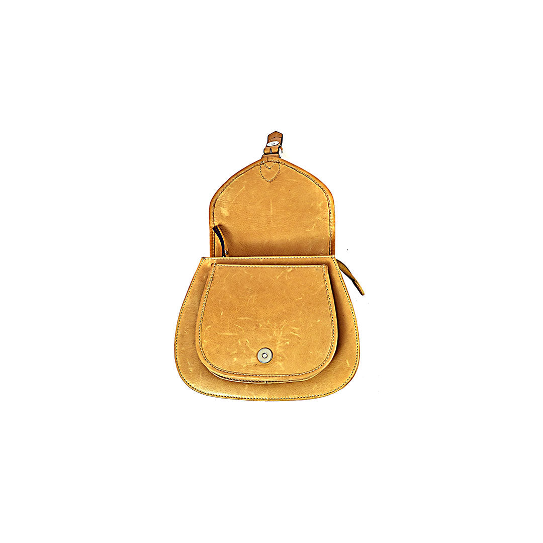 Syraah Sleek Compact Crossbody Bag - Premium Leather in Vibrant Yellow