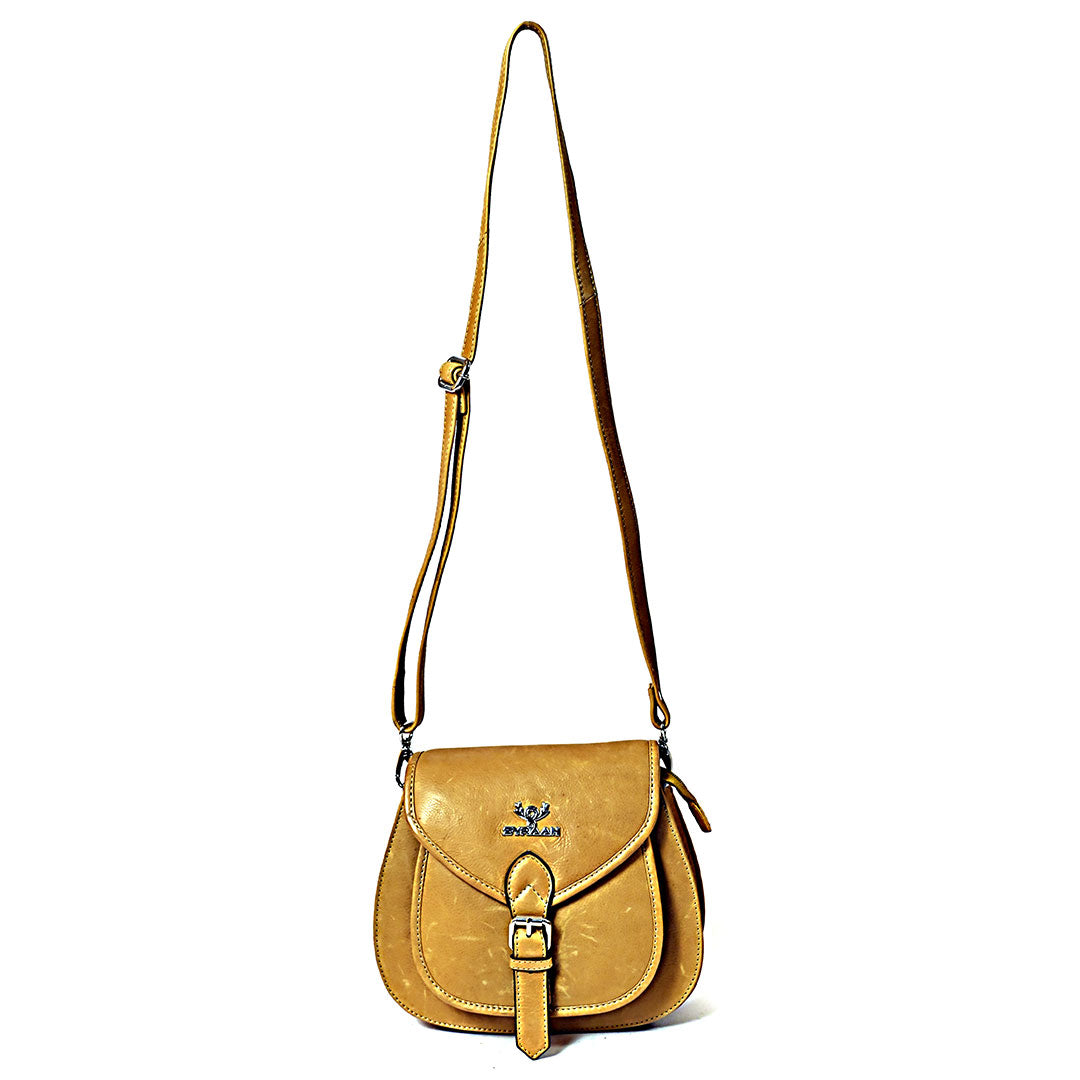 Syraah Sleek Compact Crossbody Bag - Premium Leather in Vibrant Yellow