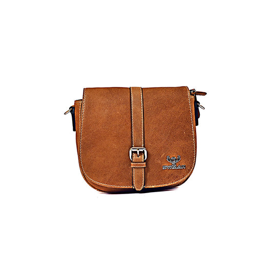 Syraah Compact Crossbody Tote Bag - Tan Premium Leather