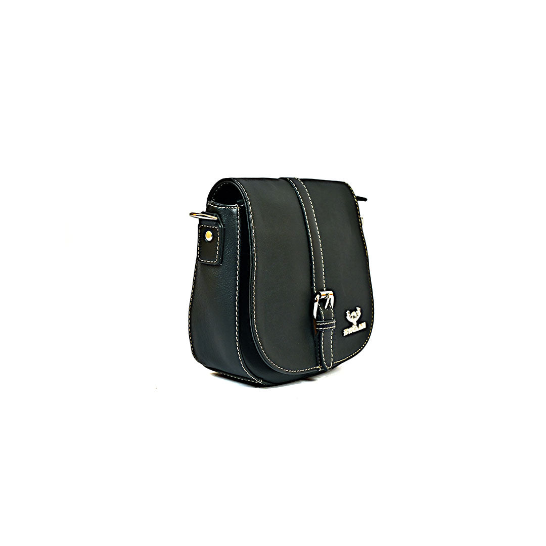 Syraah Compact Crossbody Tote Bag - Black Premium Leather