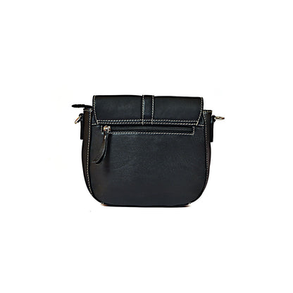 Syraah Compact Crossbody Tote Bag - Black Premium Leather