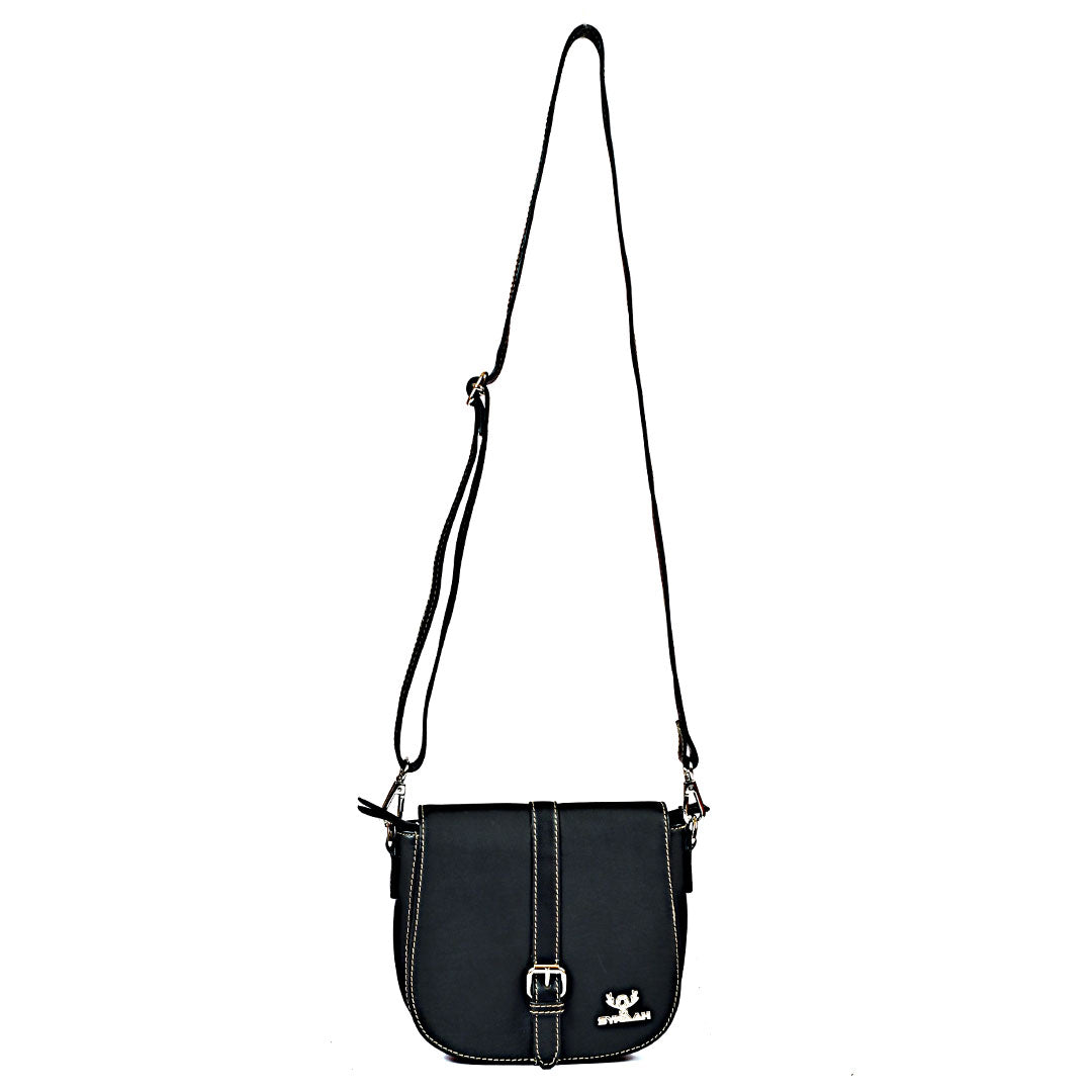 Syraah Compact Crossbody Tote Bag - Black Premium Leather