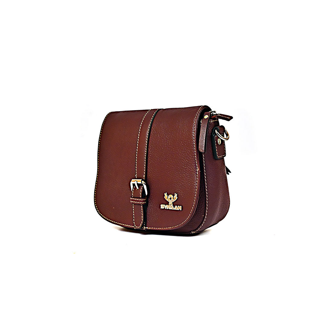 Syraah Compact Crossbody Tote Bag - Maroon Premium Leather