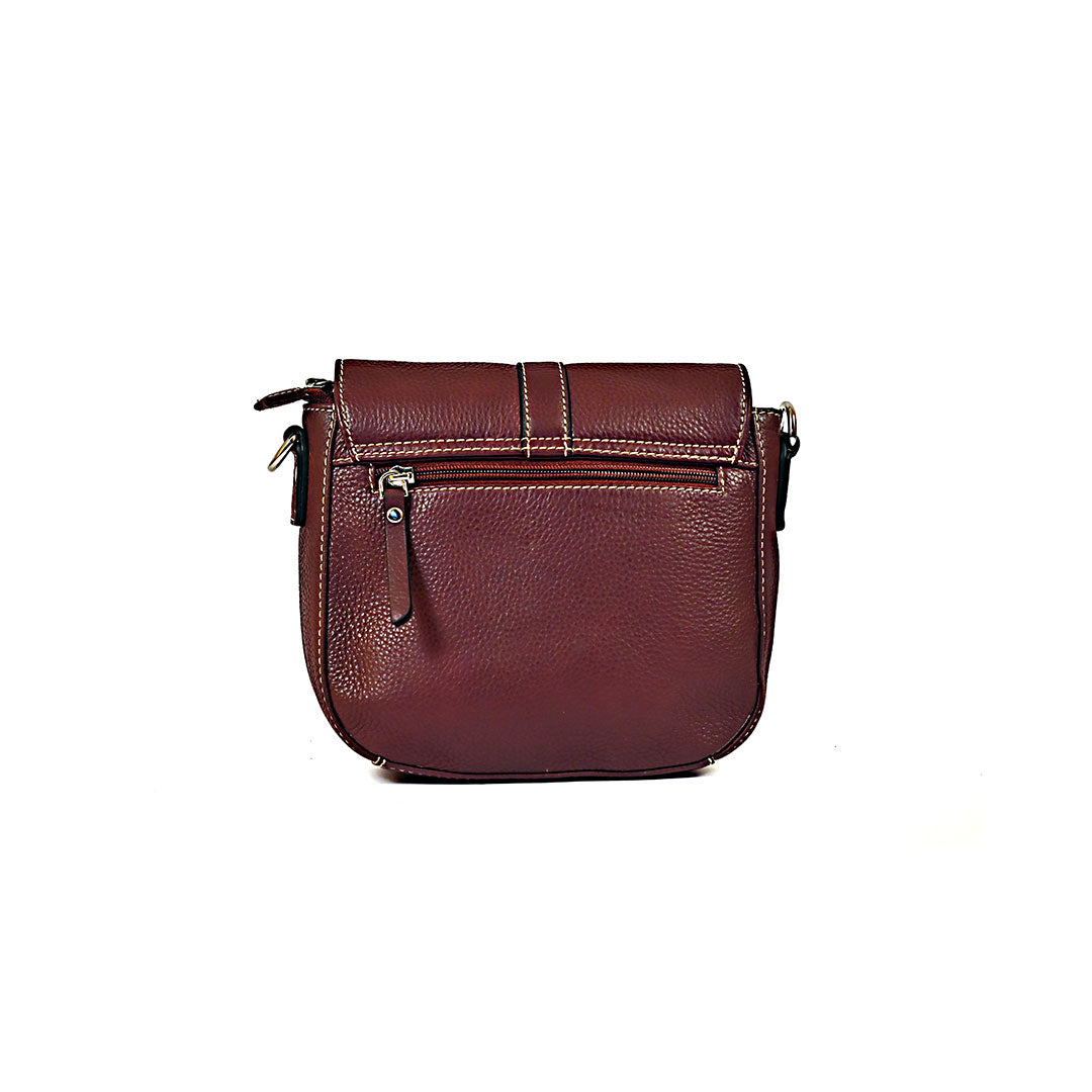 Syraah Compact Crossbody Tote Bag - Maroon Premium Leather