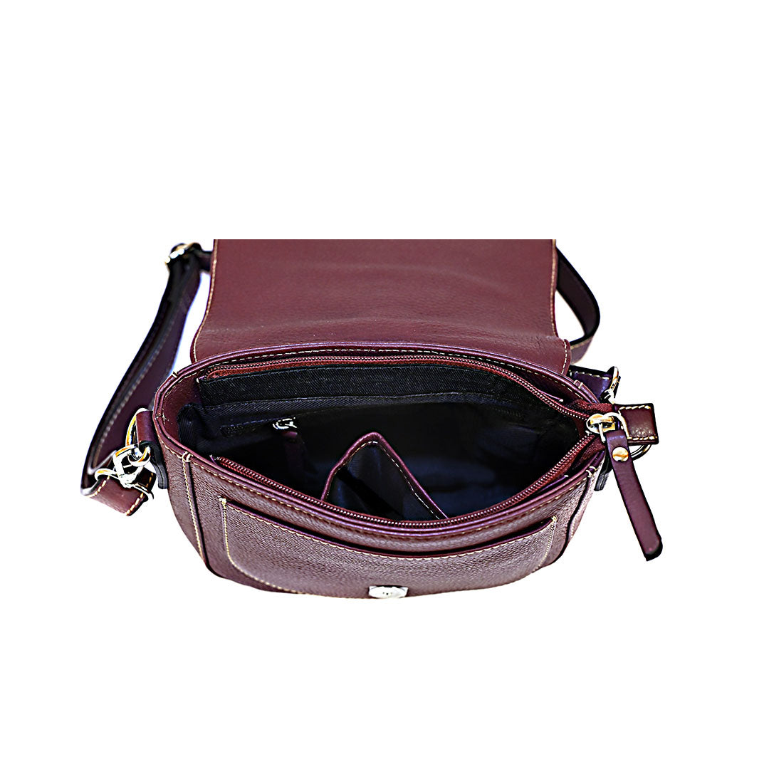 Syraah Compact Crossbody Tote Bag - Maroon Premium Leather