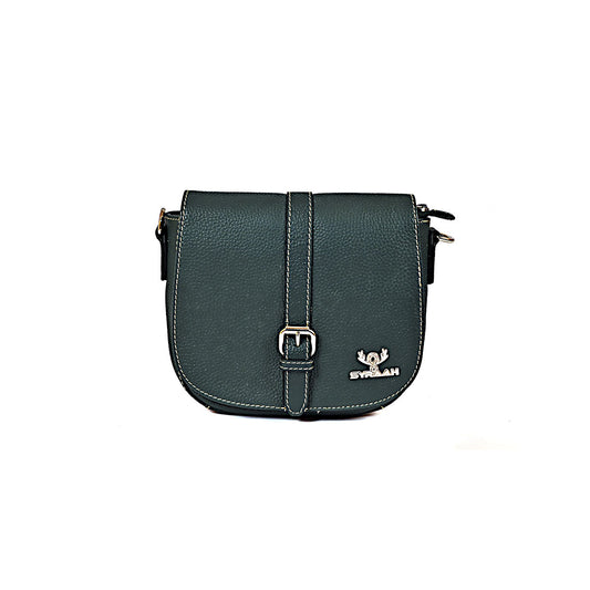 Syraah Compact Crossbody Tote Bag - Dark Seafoam Premium Leather