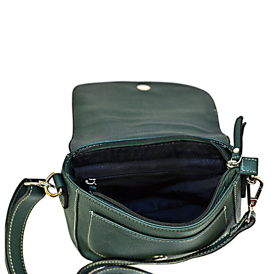 Syraah Compact Crossbody Tote Bag - Dark Seafoam Premium Leather