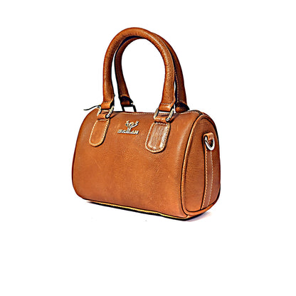 Syraah Luxe Barrel Bag - Tan Premium Leather Handbag