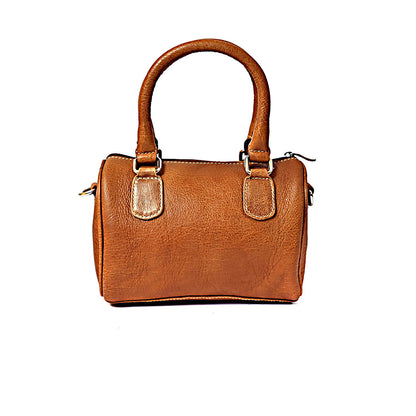 Syraah Luxe Barrel Bag - Tan Premium Leather Handbag