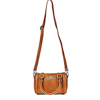 Syraah Luxe Barrel Bag - Tan Premium Leather Handbag