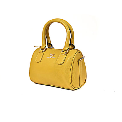 Syraah Luxe Barrel Bag - Yellow Premium Leather Handbag