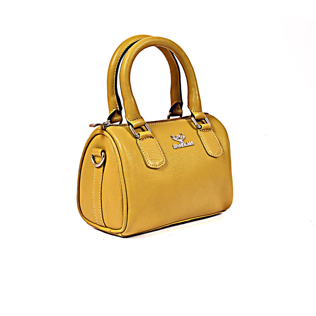 Syraah Luxe Barrel Bag - Yellow Premium Leather Handbag