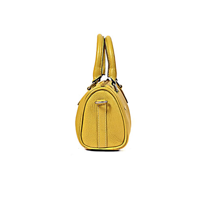 Syraah Luxe Barrel Bag - Yellow Premium Leather Handbag