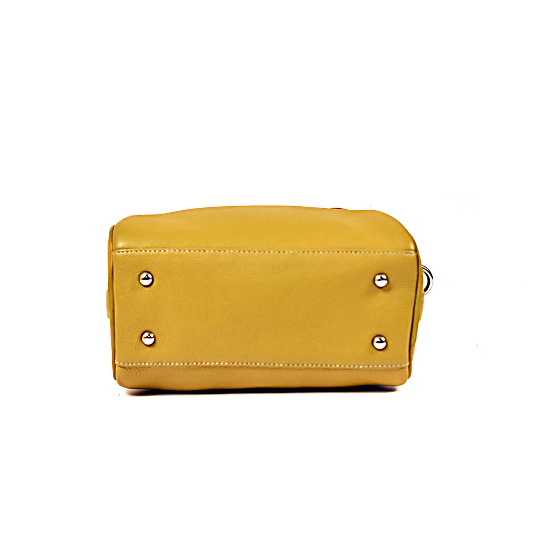 Syraah Luxe Barrel Bag - Yellow Premium Leather Handbag