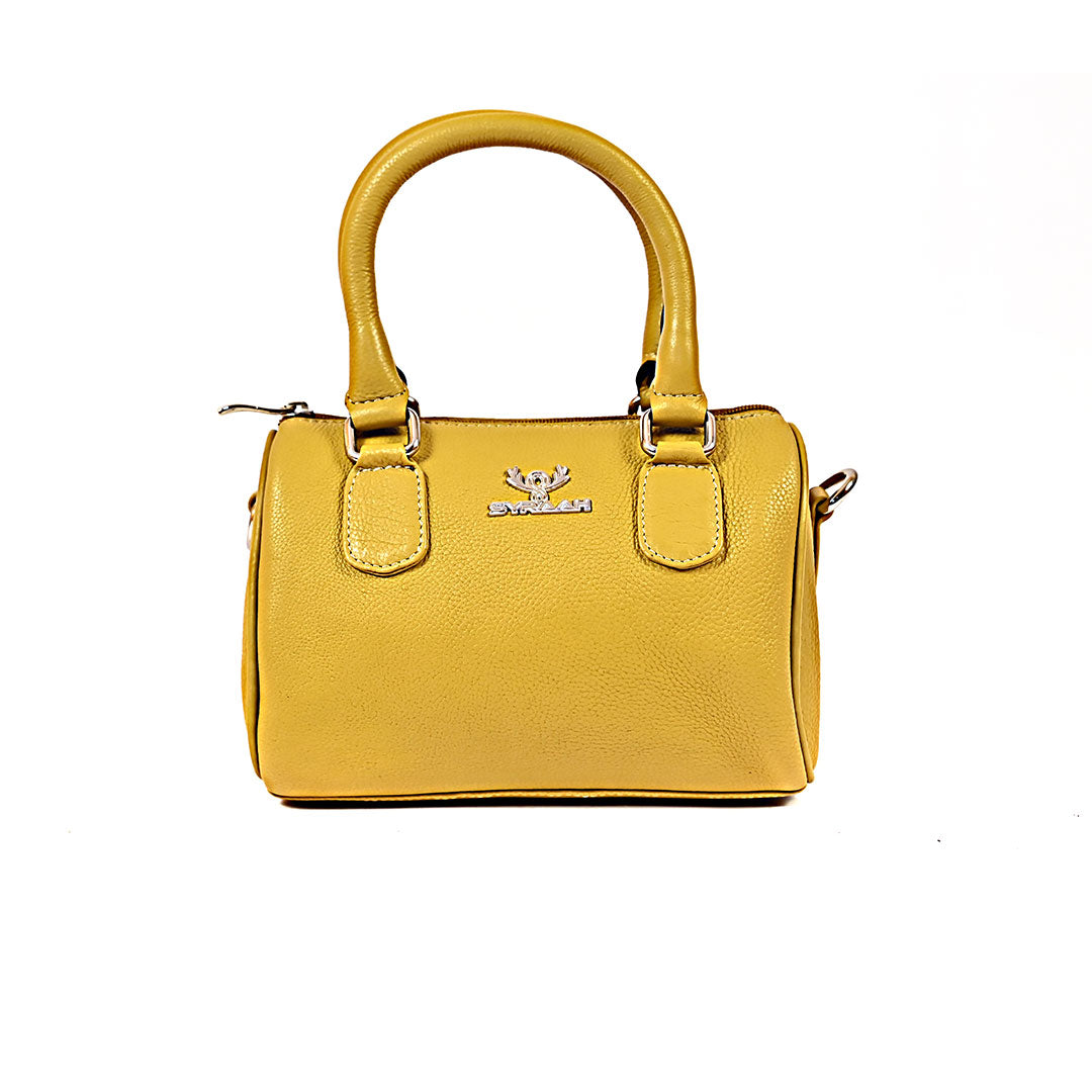 Syraah Luxe Barrel Bag - Yellow Premium Leather Handbag