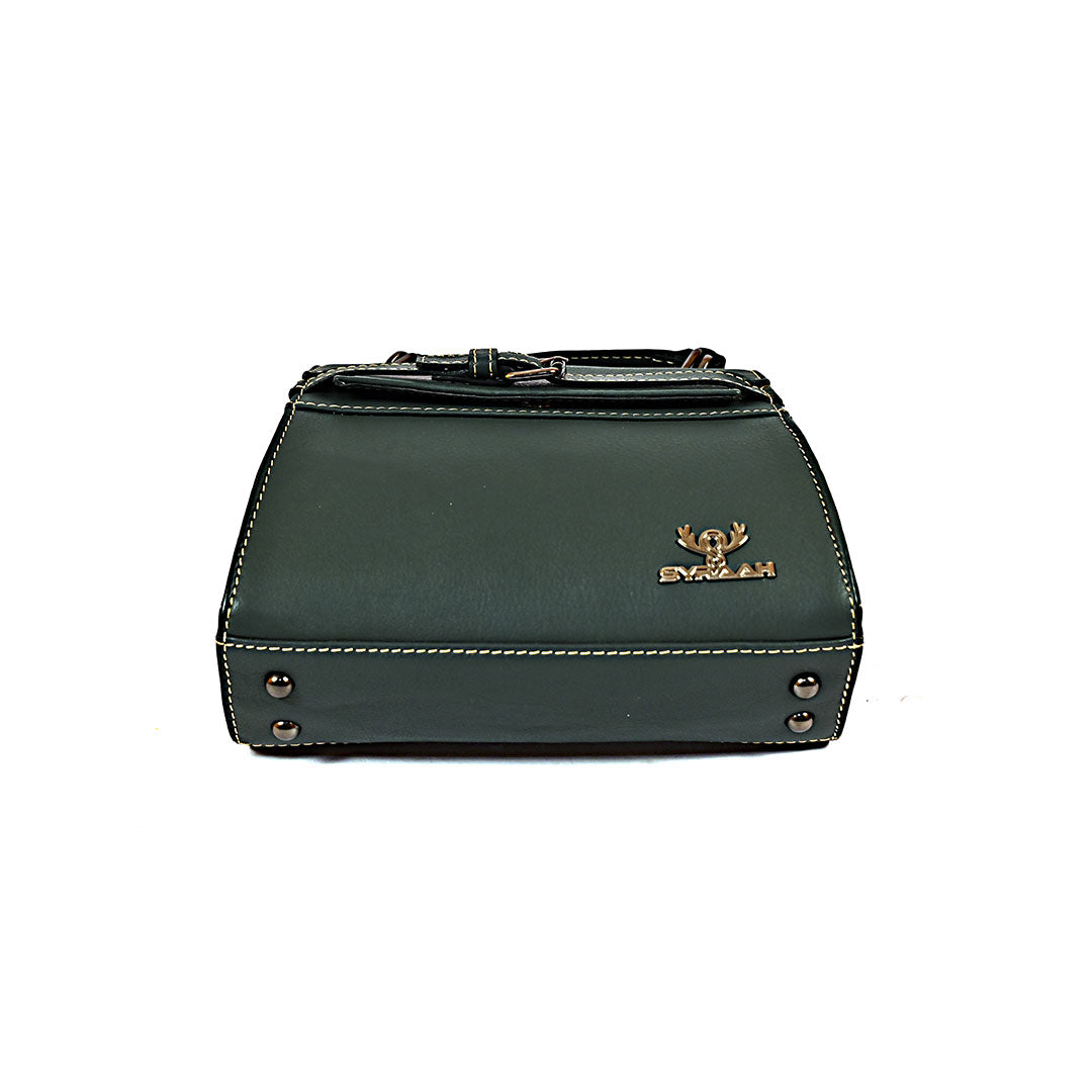 Syraah Compact Leather Handbag - Green Premium Stylish Crossbody