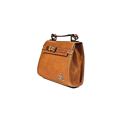 Syraah Compact Leather Handbag - Tan Premium Stylish Crossbody