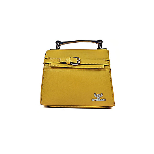 Syraah Compact Leather Handbag - Yellow Premium Stylish Crossbody