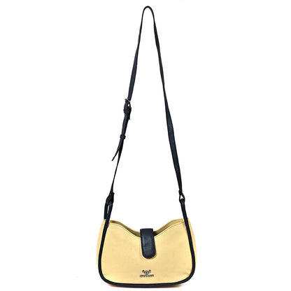 Syraah Chic Sling - Cream & Navy Blue Premium Leather Bag