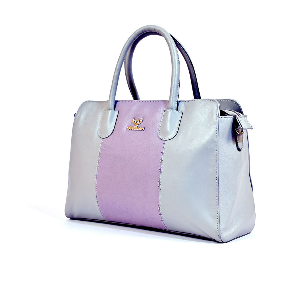 Syraah Pastel Elegance - Ash & Pink Premium Leather Handbag