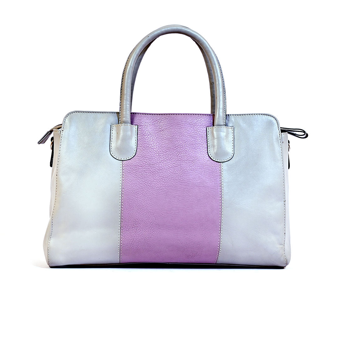 Syraah Pastel Elegance - Ash & Pink Premium Leather Handbag