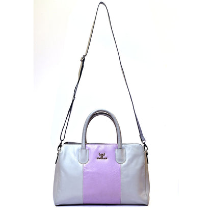 Syraah Pastel Elegance - Ash & Pink Premium Leather Handbag