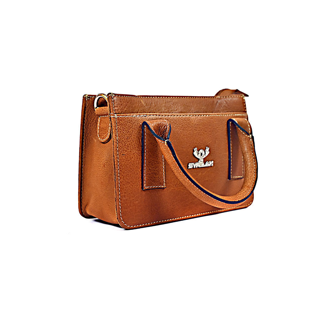 Syraah Elegant Compact Tan Mini Handbag - Premium Leather Handbag