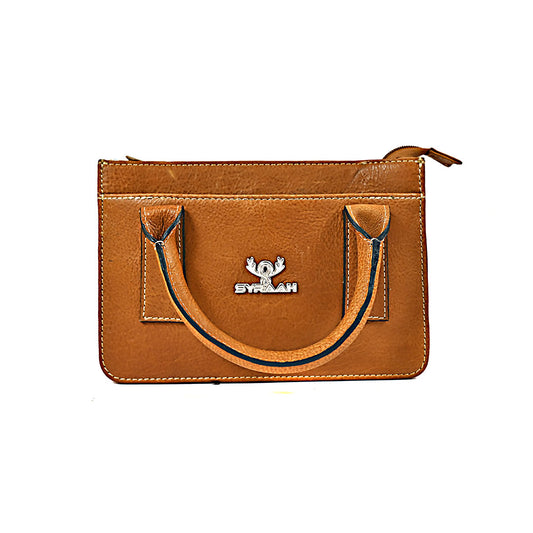 Syraah Elegant Compact Tan Mini Handbag - Premium Leather Handbag