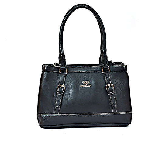 Syraah Black Premium Leather Tote Bag