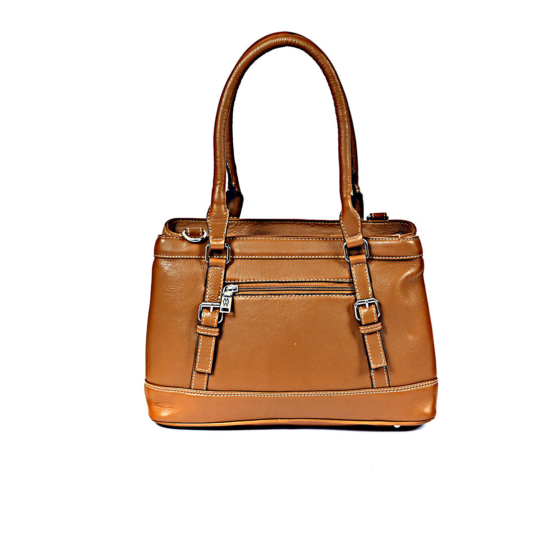 Syraah Tan Premium Leather Tote Bag