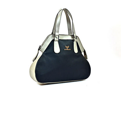 Syraah Dual Elegance - Ash & Navy Blue Leather Handbag