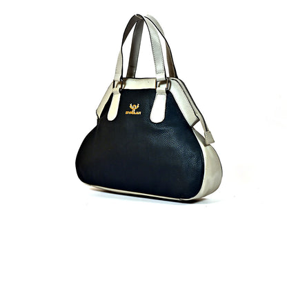 Syraah Dual Elegance - Ash & Navy Blue Leather Handbag