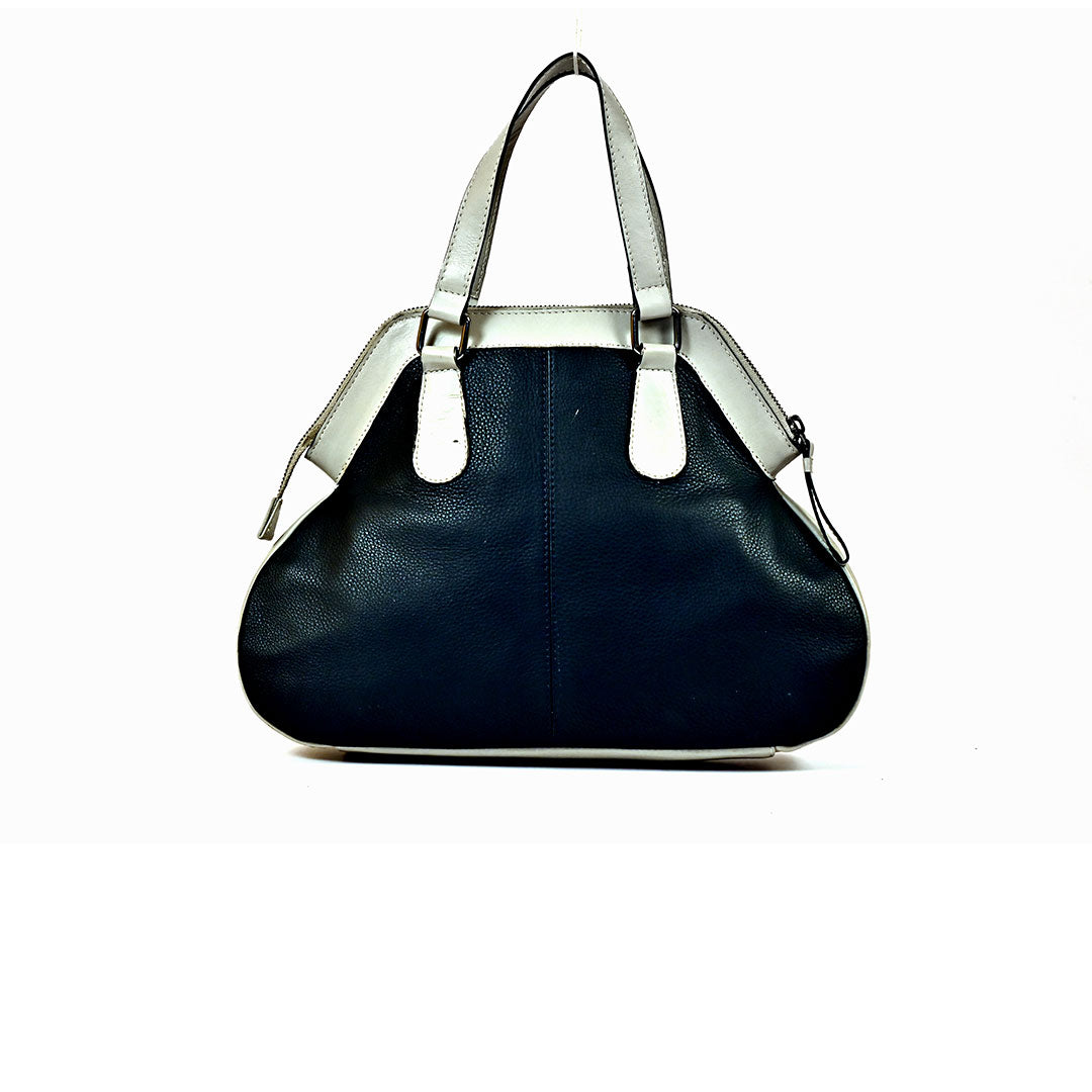 Syraah Dual Elegance - Ash & Navy Blue Leather Handbag