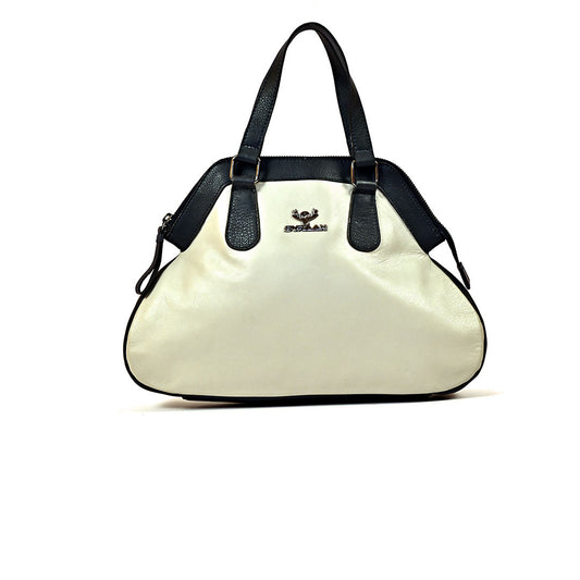 Syraah Dual Elegance - White Leather Handbag