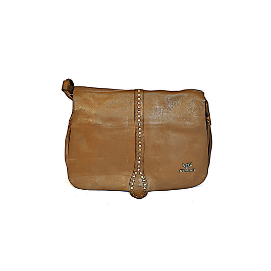 Syraah Brown Full-Grain Leather Handbag - Premium Compact Design